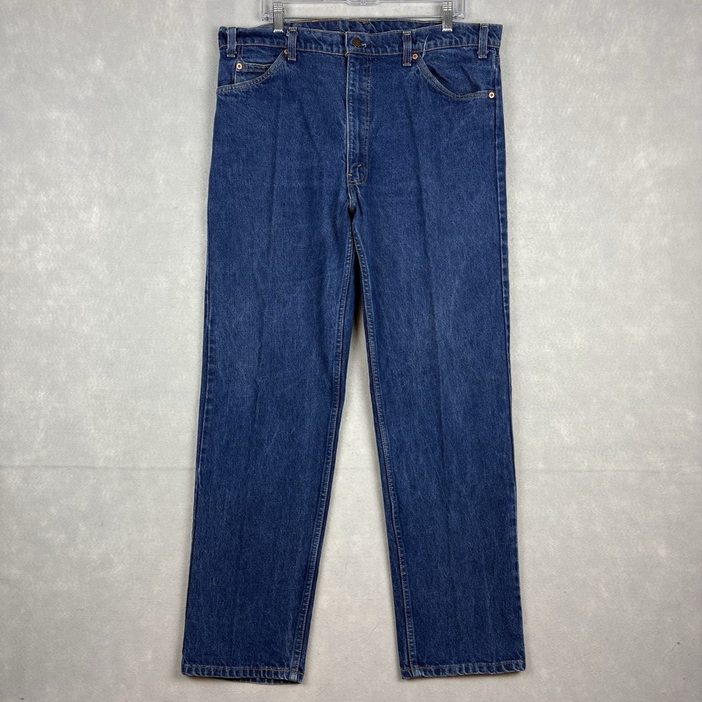 Vintage Levi’s 505 Jeans Mens 40x32 (Fits 38x31) Blue Fuzzy Denim Orange Tab 80s